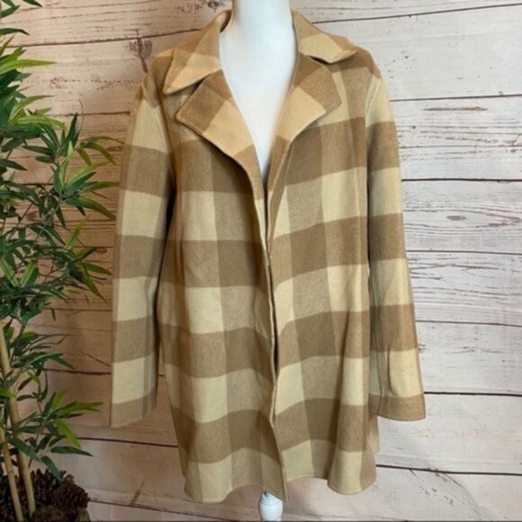 THEORY Double-Faced Check Overlay Wool Pea Coat NWT - Picture 9 of 14